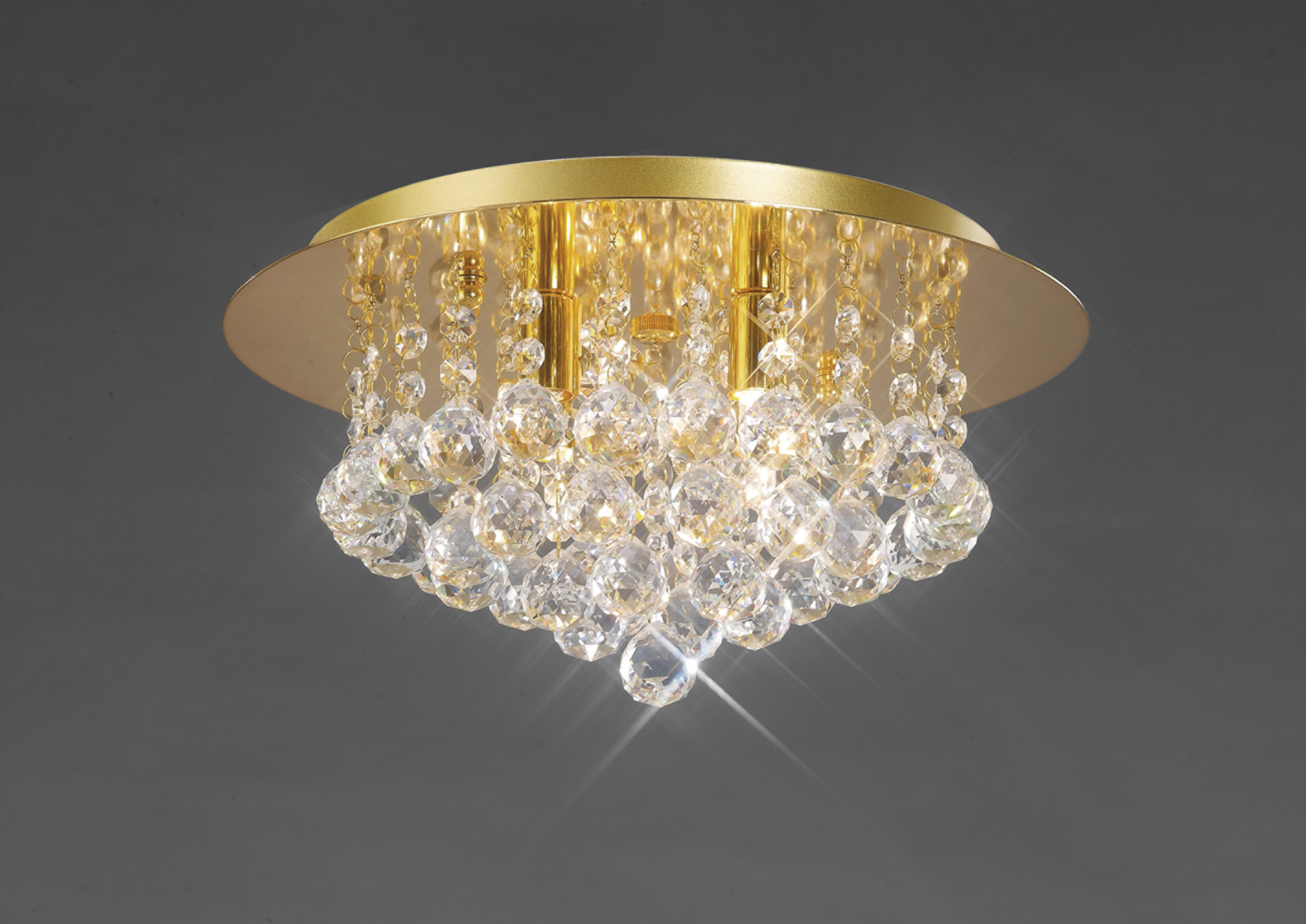 D0004  Dahlia 35cm Crystal Flush Ceiling 4 Light French Gold, Clear